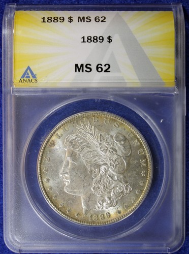1889 morgan dollar anacs ms62 - 1889,